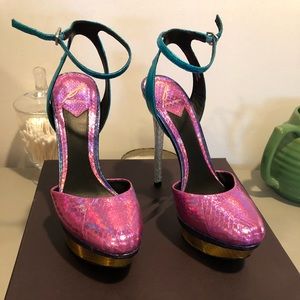 Brian Atwood pink multi colored pumps. Size 9